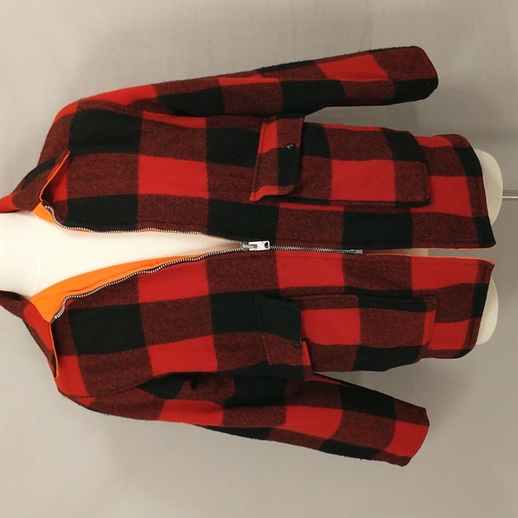 USA Woolrich Buffalo Plaid Reversible Jacket Wool Coat Vintage 90s